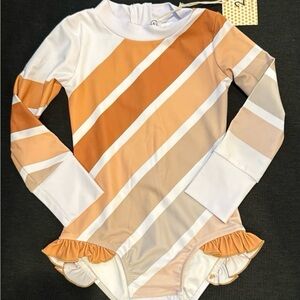 Kids Long Sleeve Rashguard - Orange and White Stripes